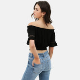 Black Lace Trim On The Front And Sleeves